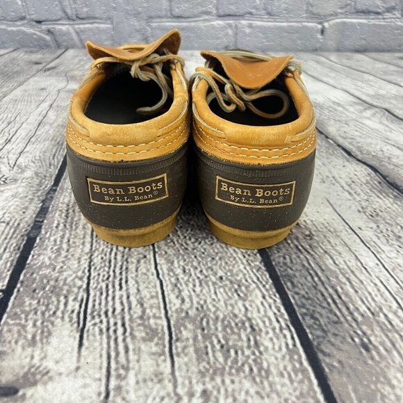 L.L. Bean Mens Duck Shoes Boots Size 9M Brown & Tan Leather/Rubber Lace-Up - Picture 8 of 8